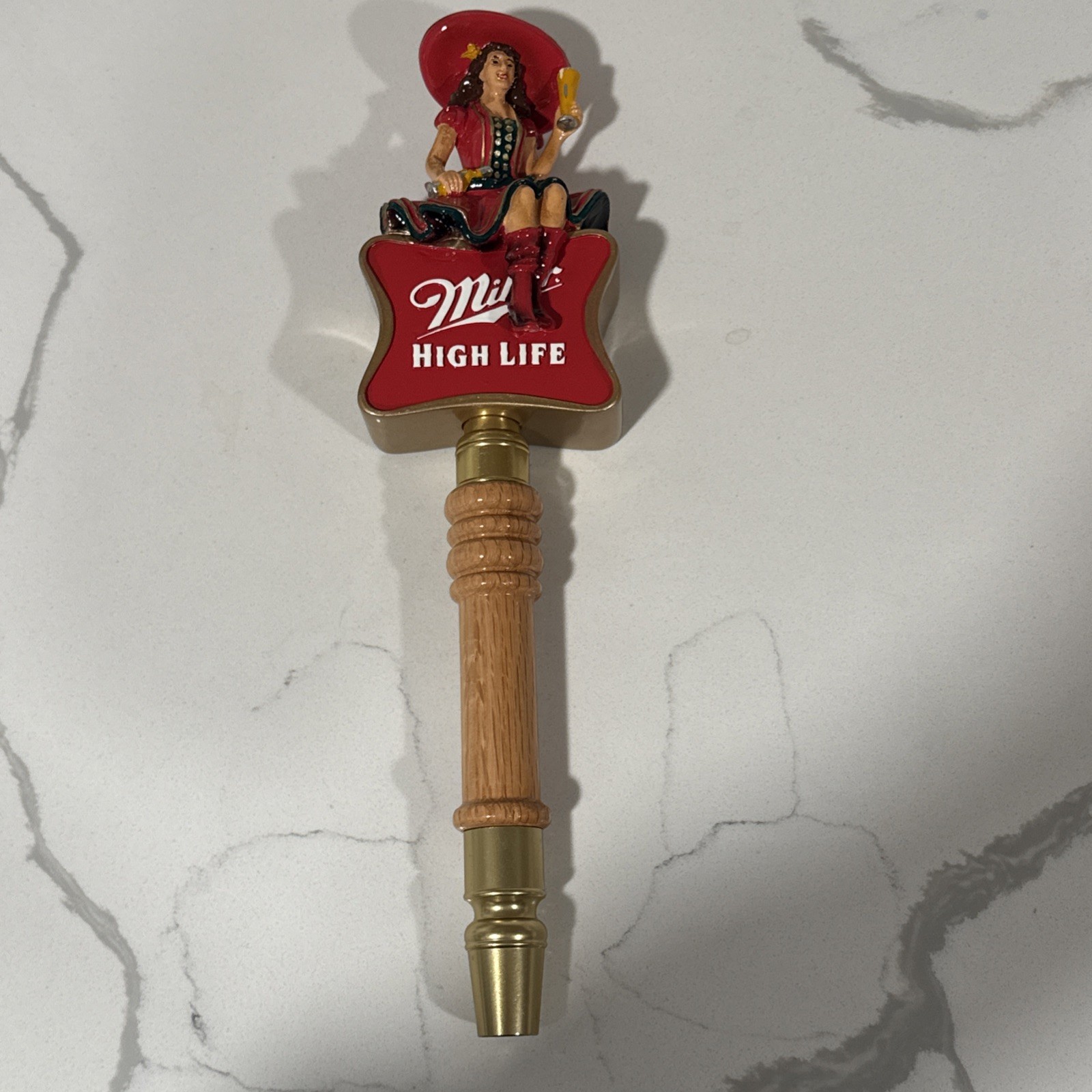 Miller High Life Beer Tap Handle/Knob Girl Lady in Red Breweriana Miller High Life Beer Tap Handle/Knob Girl Lady in Red Breweriana