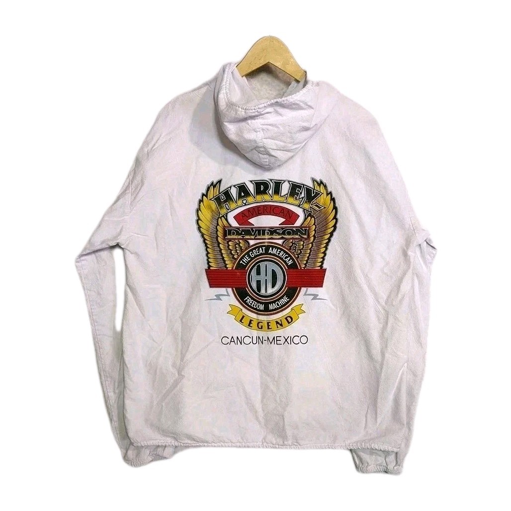 Harley Davidson Hoodie Legend Adult Size Large Light Zip Up Cancun Mexico 