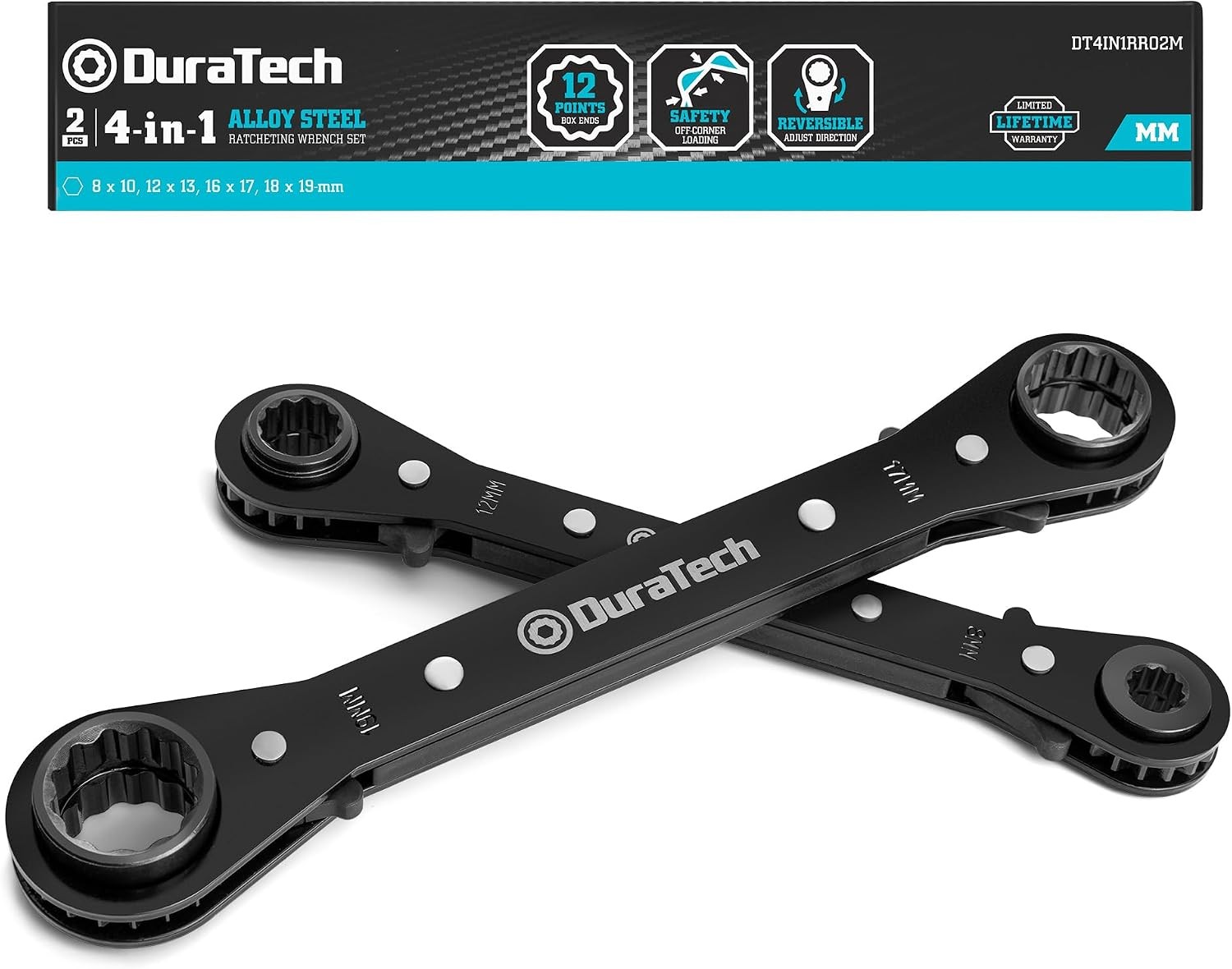 4-in-1 Reversible Ratcheting Wrench Set, Metric, 2-Piece 4-in-1 Reversible Ratcheting Wrench Set, Metric, 2-Piece
