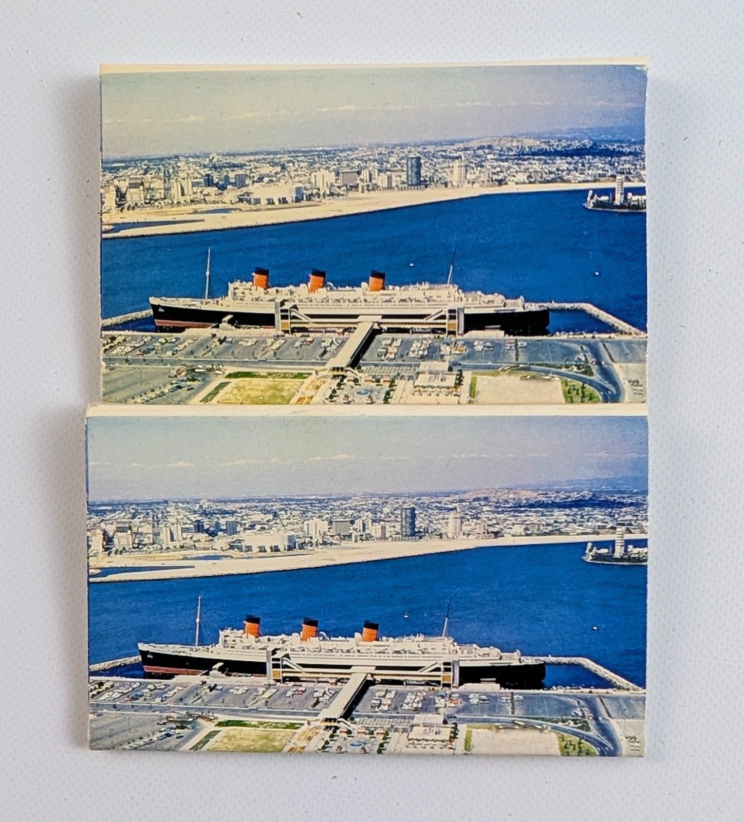 Vintage RMS Queen Mary Ocean Liner Long Beach CA Full Matchbook Lot of 2 Matches