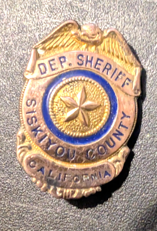 vintage commemorative/small/dep sheriff/siskiyou county,ca/badge/gold tone/1.25 vintage commemorative/small/dep sheriff/siskiyou county,ca/badge/gold tone/1.25