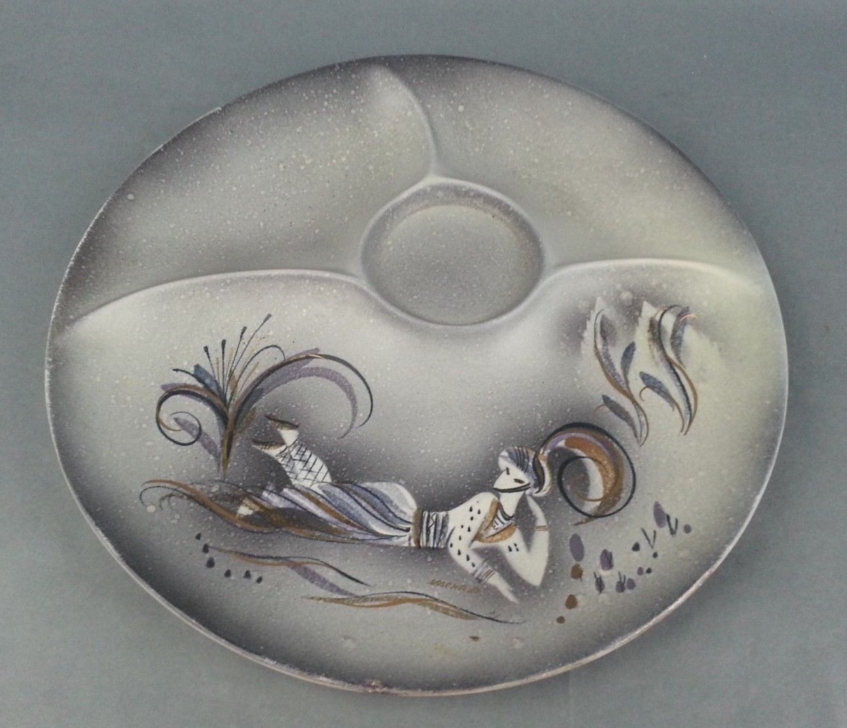 1950s Vintage Sascha Brastoff Divided Serving Dish Platter Plate Genie