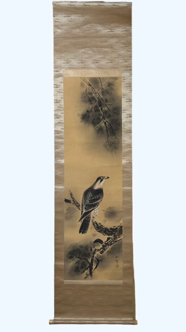 Japanese Hanging Scroll Bird Art, Antique, Slight Damage, 191.5cm x 48cm