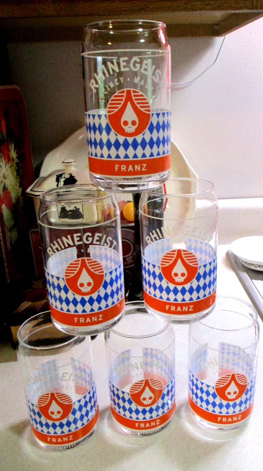 SET OF 6 - Rhinegeist Craft Brewery Franz Beer Glass TUMBLER Can Shaped 12 oz SET OF 6 - Rhinegeist Craft Brewery Franz Beer Glass TUMBLER Can Shaped 12 oz