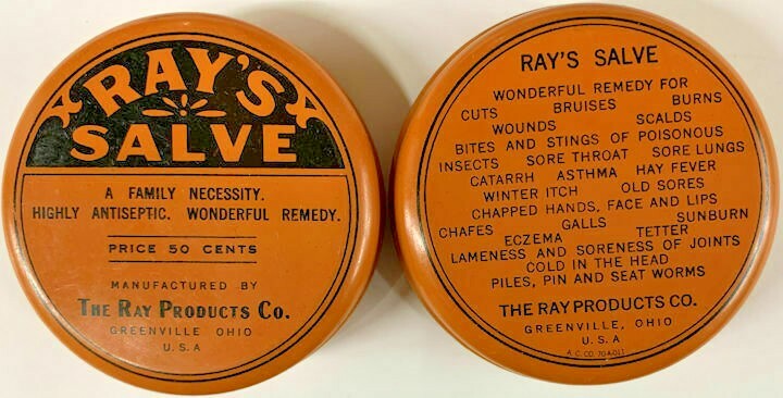 Early 1900's Rare Ray's Salve Remedy Tin – Greenville, Ohio “New Old Stock” 