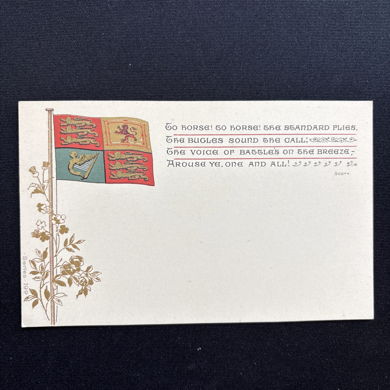 Antique Patriotic Postcard Royal Standard “To Horse” Scott Verse Series 1900