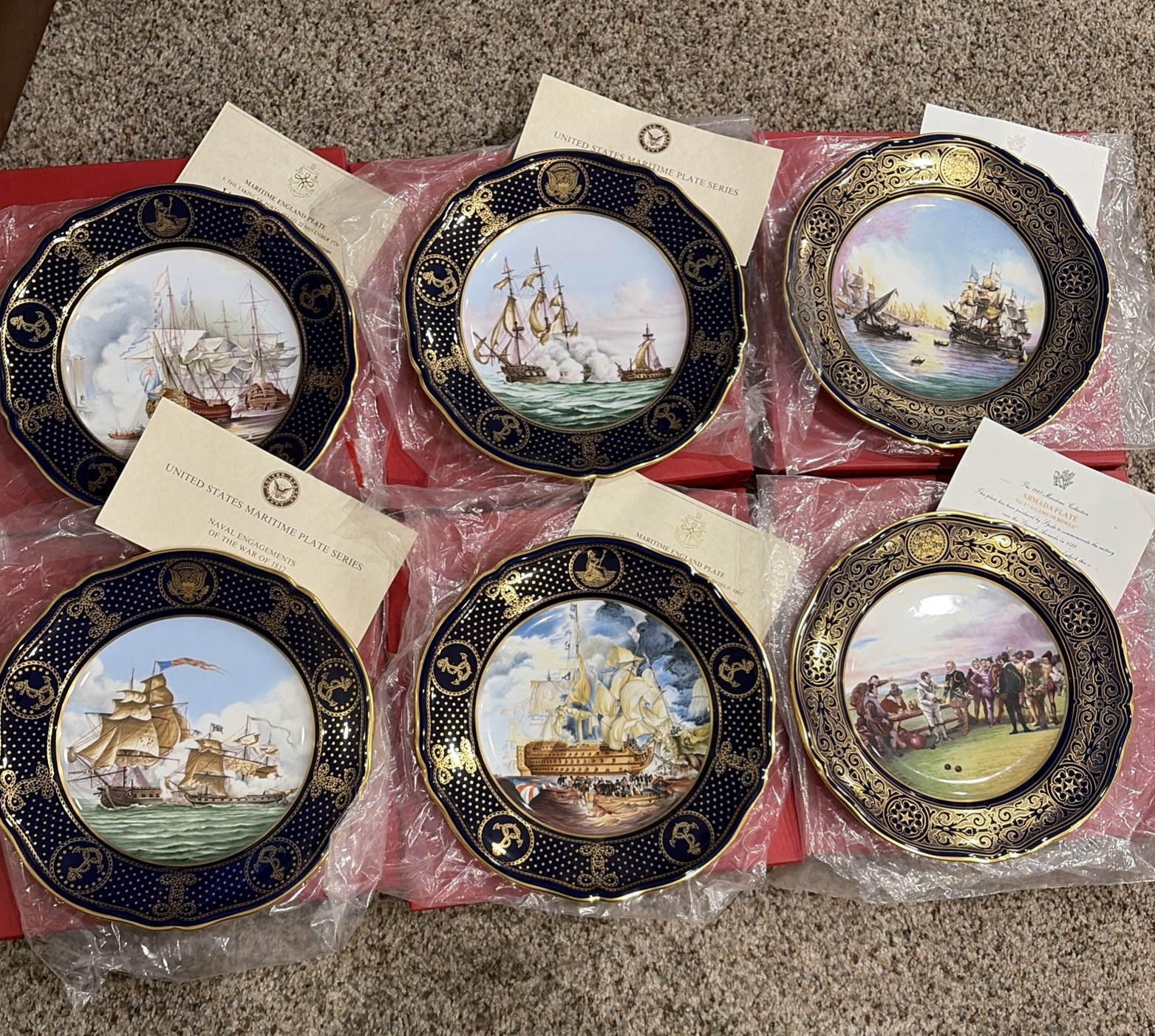 Set of 6 Spode United States Maritime Plates War of 1812 – Limited Edition