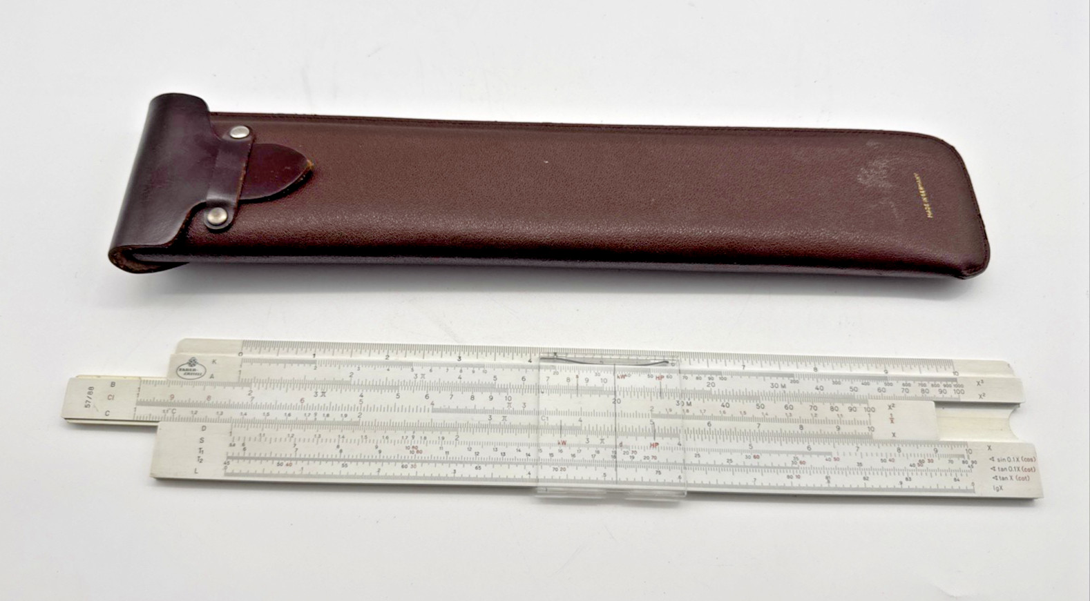 VINTAGE FABER-CASTELL Slide Rule 57/88 Rietz-N Germany Leather Case Mathematics VINTAGE FABER-CASTELL Slide Rule 57/88 Rietz-N Germany Leather Case Mathematics