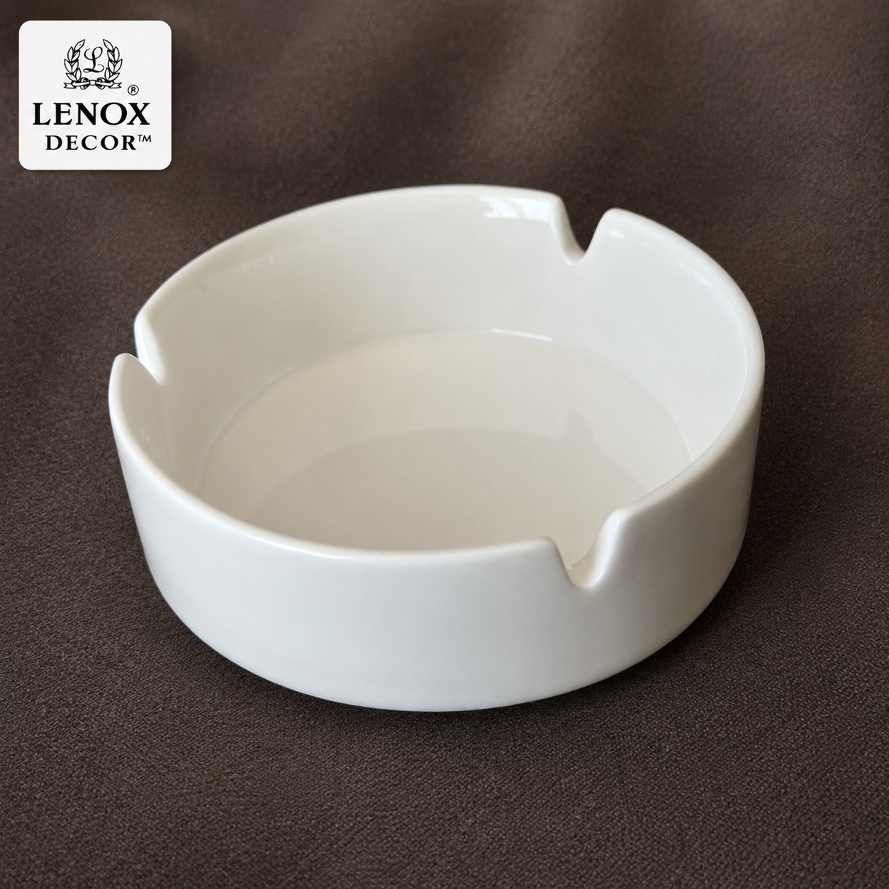 Lenox Decor Vintage White Porcelain Ashtray 3 Cigarette Rest MCM Mid Century