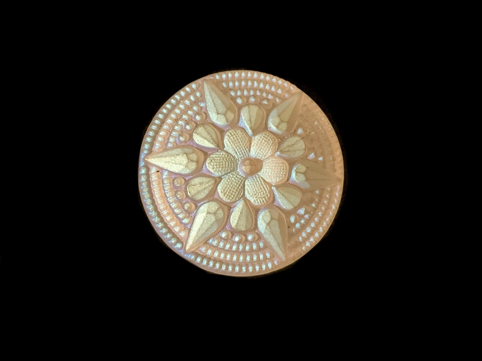 32mm Czech Glass Star Center White Iridescent Button With Metal Shank