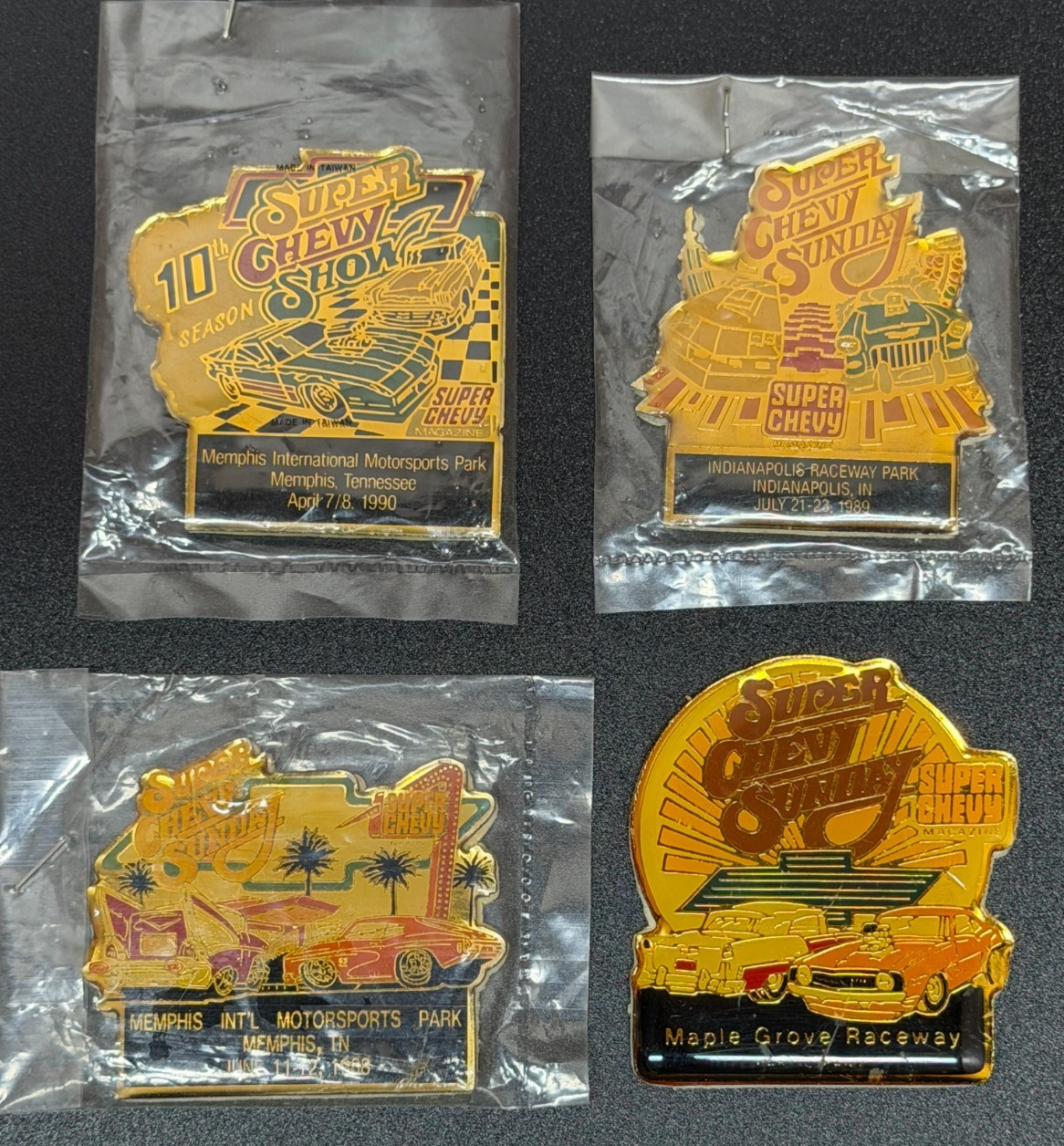Vintage Super Chevy Sunday (Show) Dash Plaques - Lot of 4