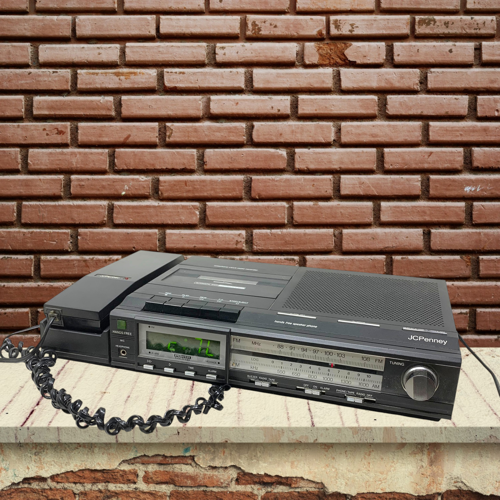 Vintage 1980's JC Penney Phone Clock Radio Cassette Answering Machine Tested Vintage 1980's JC Penney Phone Clock Radio Cassette Answering Machine Tested