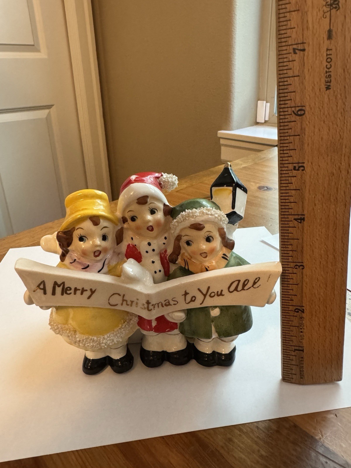 Vintage Thames Japan Ceramic Christmas Carolers Planter, A Merry Christmas To Yo