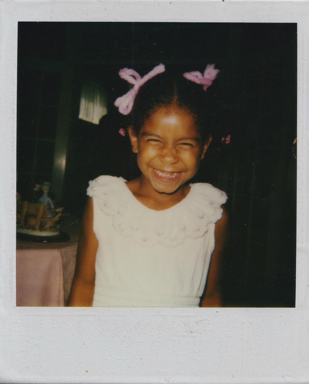 vintage COLOR black POLAROID African American girl ADORABLE smiles HAIR RIBBONS vintage COLOR black POLAROID African American girl ADORABLE smiles HAIR RIBBONS