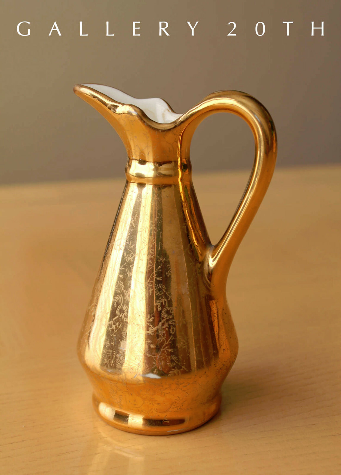 22K GOLD MID CENTURY CREAMER PORCELAIN VASE 50'S 60'S ATOMIC RANCH MODERN VTG