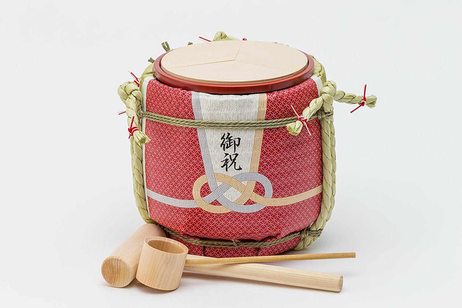 Japanese Sake Barrel Taru Set for Kagamibiraki Empty Japanese Sake Barrel Taru Set for Kagamibiraki Empty
