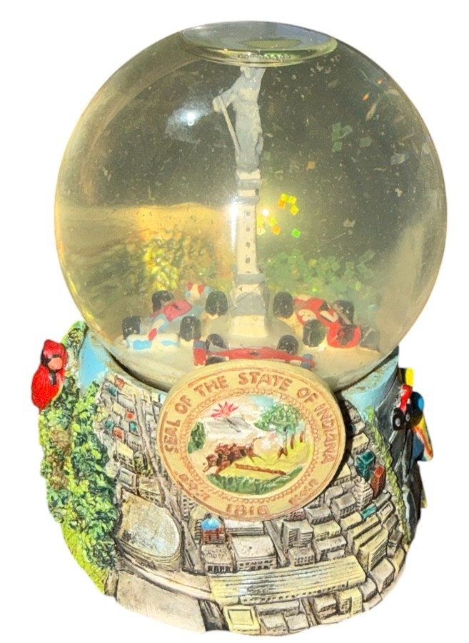 Vintage Souvenir Indiana Racing Go Carts Snow Globe 3.5\