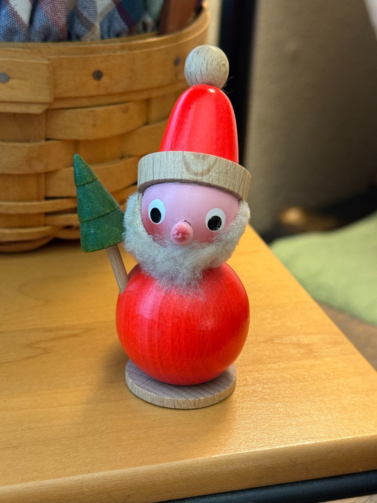 Vintage Wooden Santa Figurine 3.5\