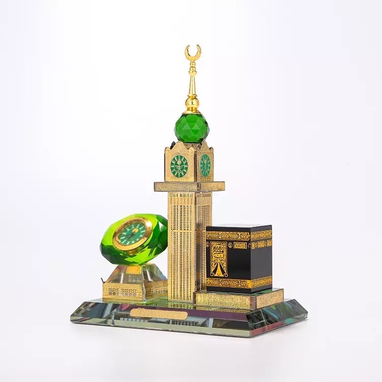 Islamic Crystal Kaaba with Clock Tower,Muslim showpiece,Islamic Architecture. Islamic Crystal Kaaba with Clock Tower,Muslim showpiece,Islamic Architecture.