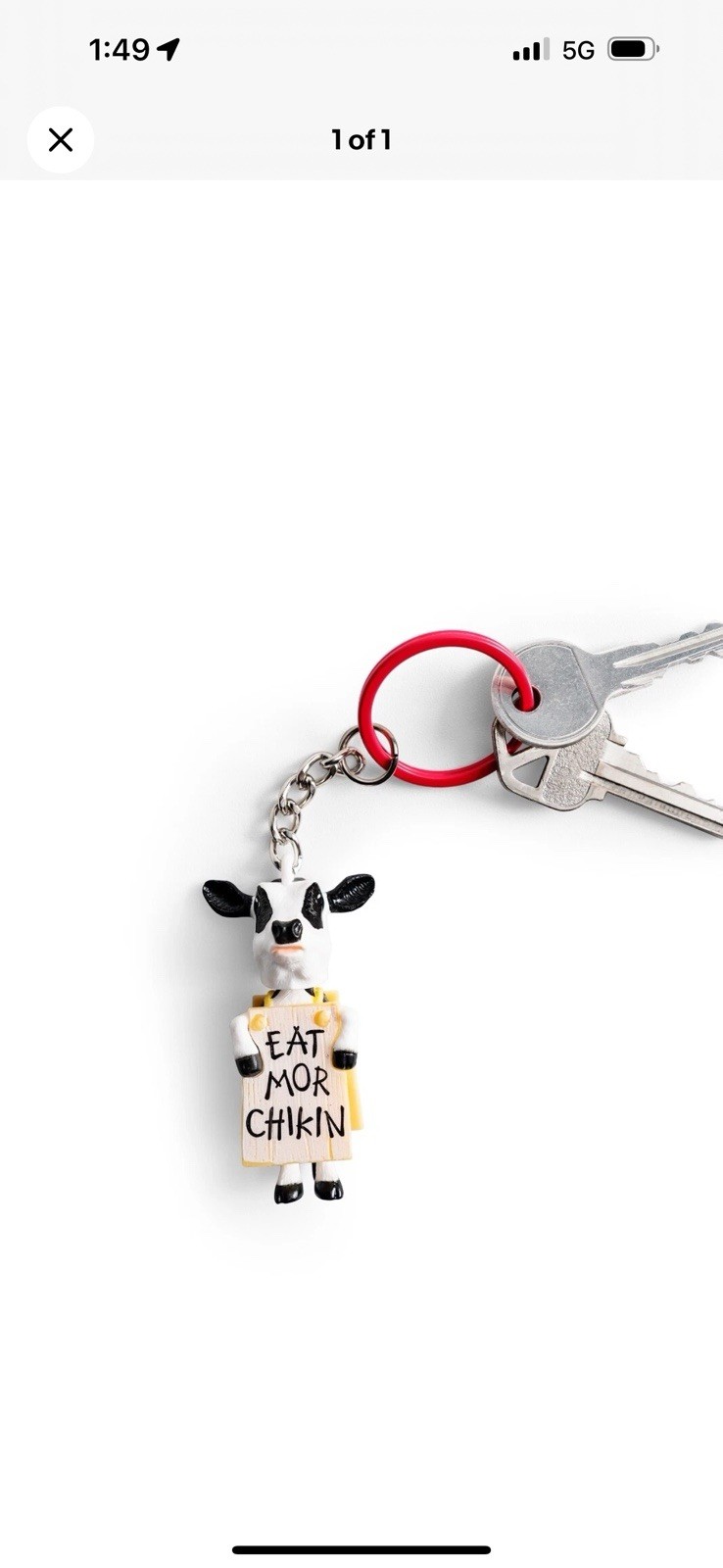 Chick-fil-A Cow Keychain EAT MOR CHIKIN new in packaging