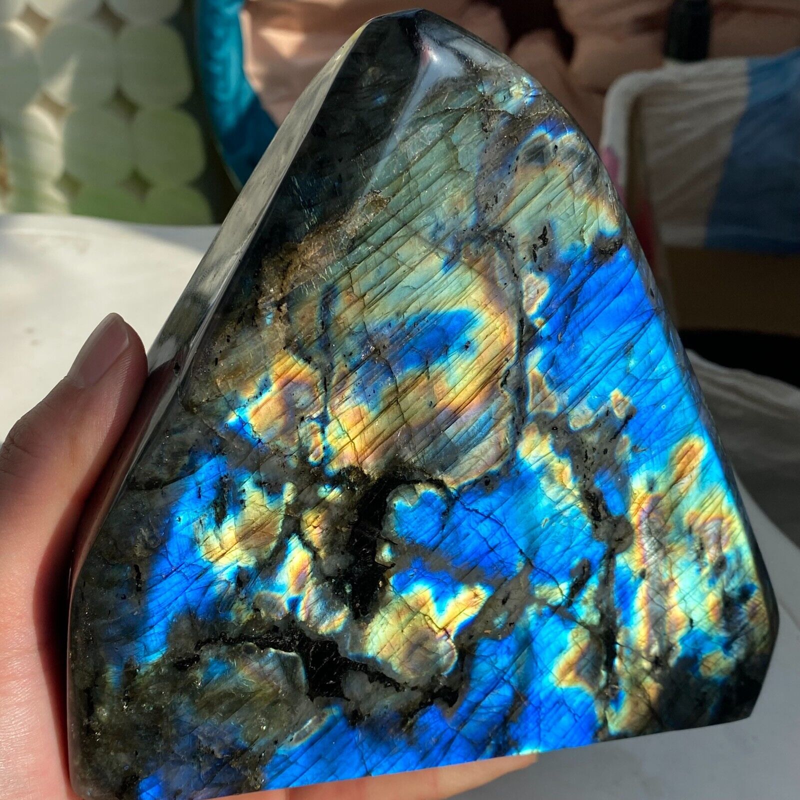 6.29LB Lagre Top Labradorite Crystal Stone Natural Mineral Specimen Healing X08