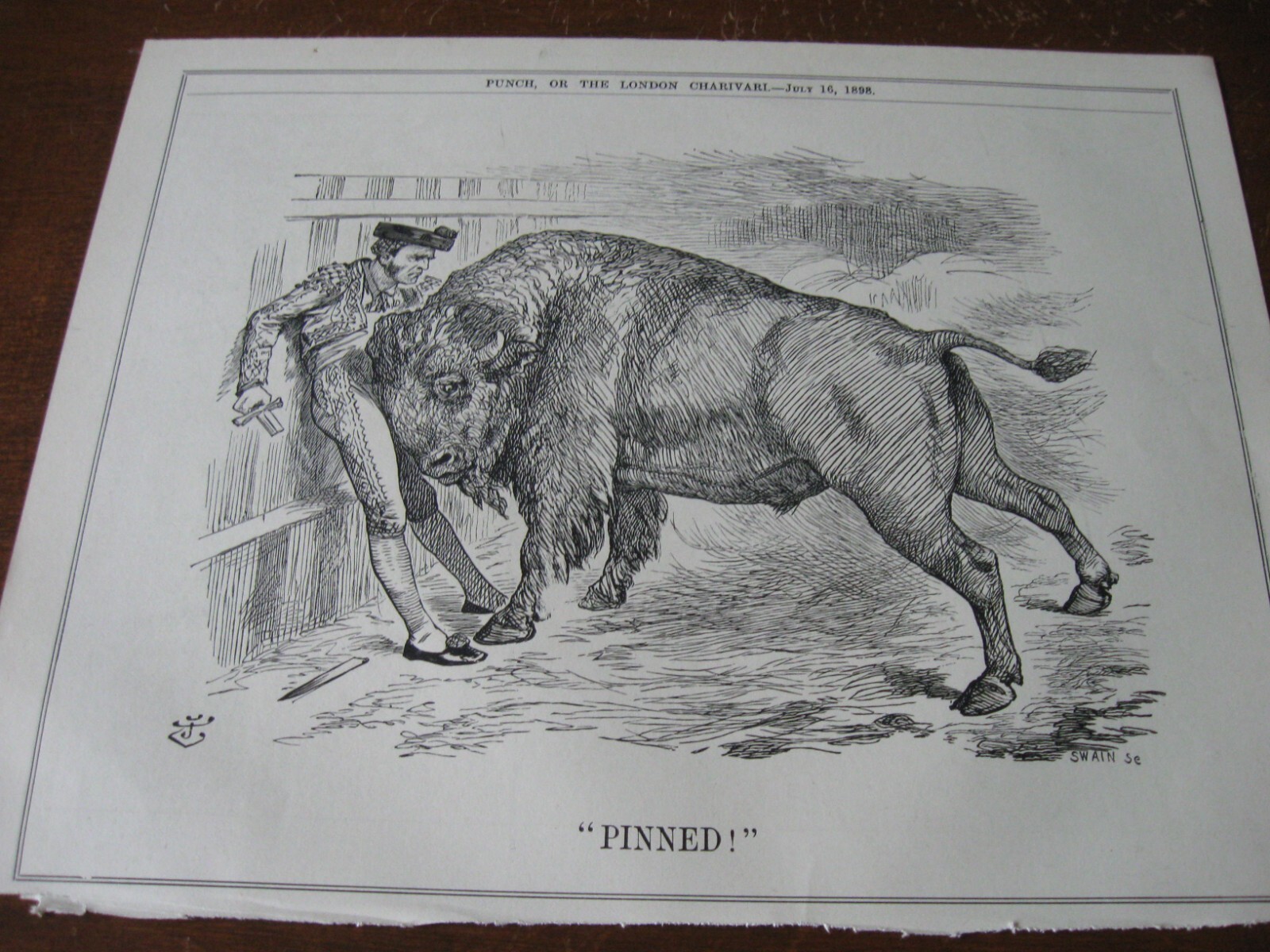 1898 Original POLITICAL CARTOON - SPANISH AMERICAN War AMERICAN BISON Bull Fight 1898 Original POLITICAL CARTOON - SPANISH AMERICAN War AMERICAN BISON Bull Fight