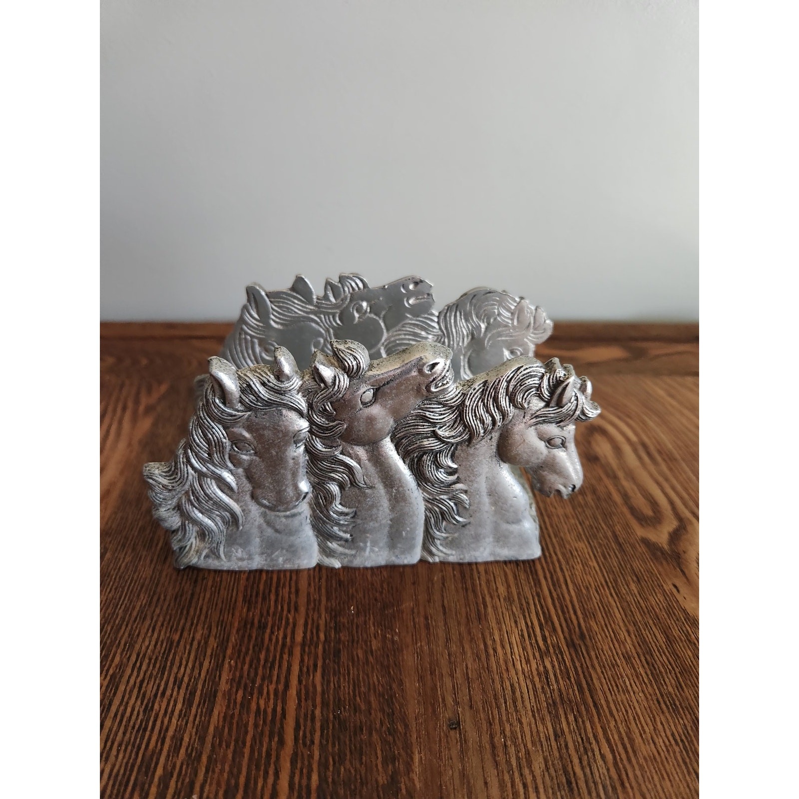 Vtg Arthur Court Cast Aluminum Wild Horses napkin holder 1990