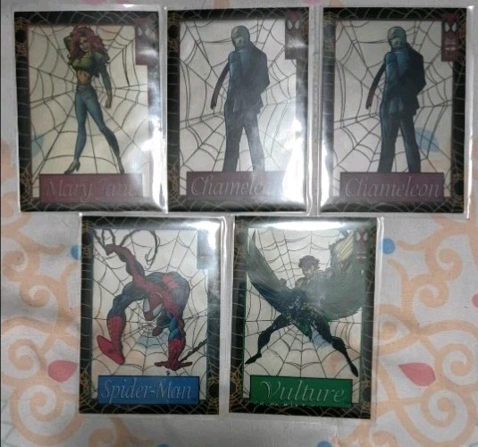 (5) x 1994 Fleer Amazing Spider-Man Suspended Animation Acetate - Spiderman + 4 (5) x 1994 Fleer Amazing Spider-Man Suspended Animation Acetate - Spiderman + 4