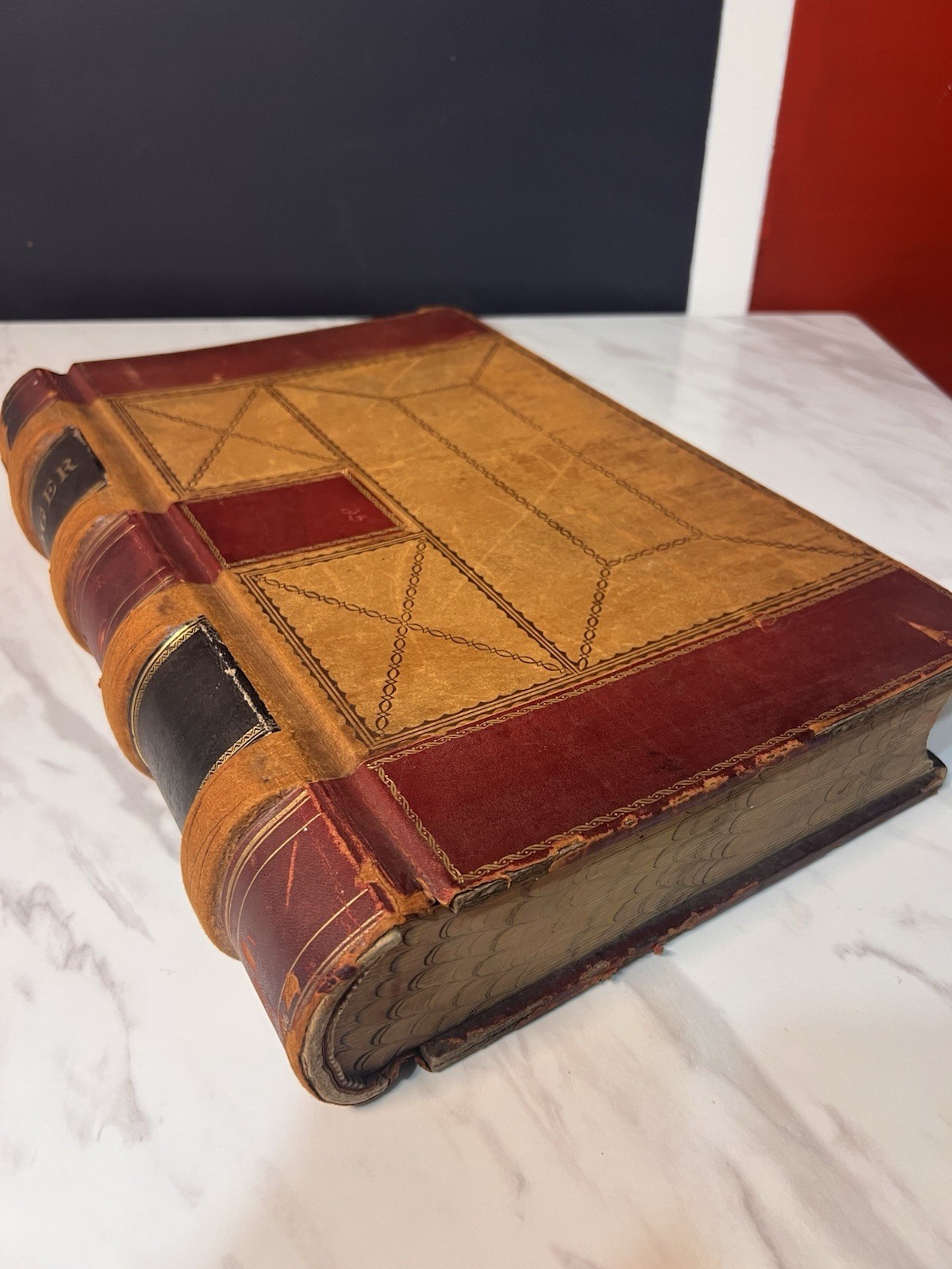 Antique 1893-94 Railroad Freight Ledger Pontiac MI Leather Bound Account Book