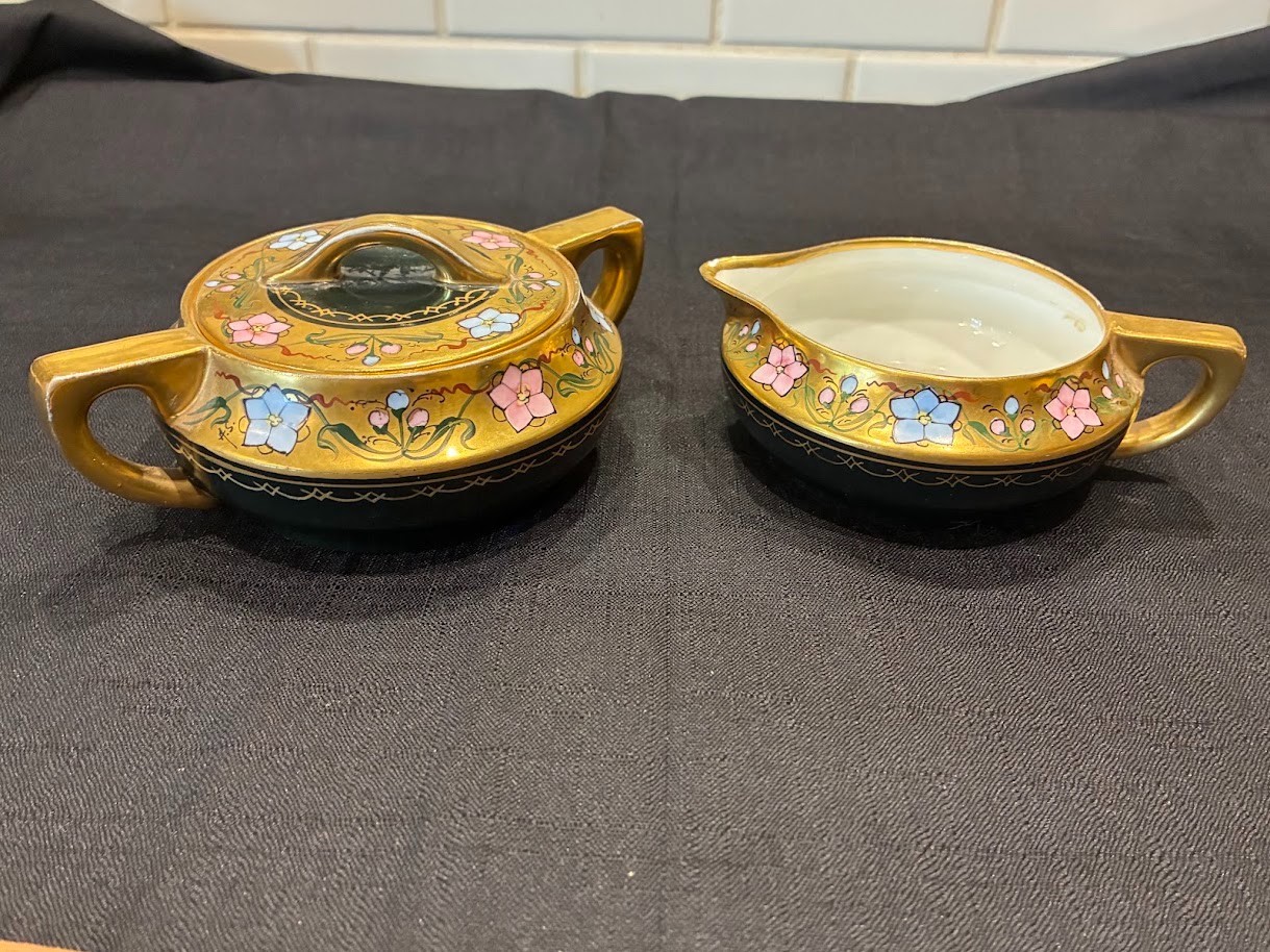 RARE Antique Limoges La Seynie Handpainted Stouffer Creamer Sugar STUNNING RARE Antique Limoges La Seynie Handpainted Stouffer Creamer Sugar STUNNING