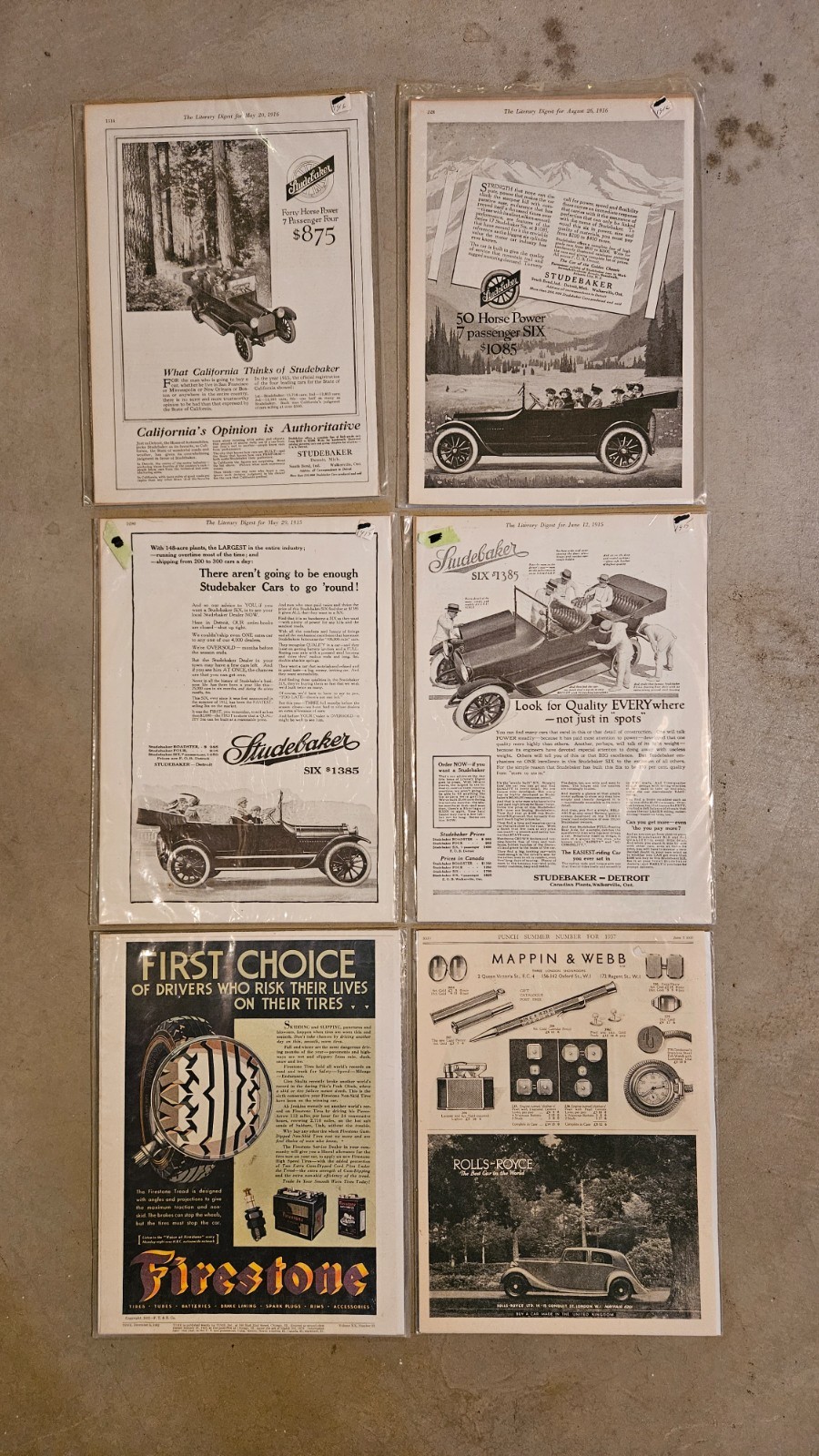 1915 and 1916 Studebaker Original Ads