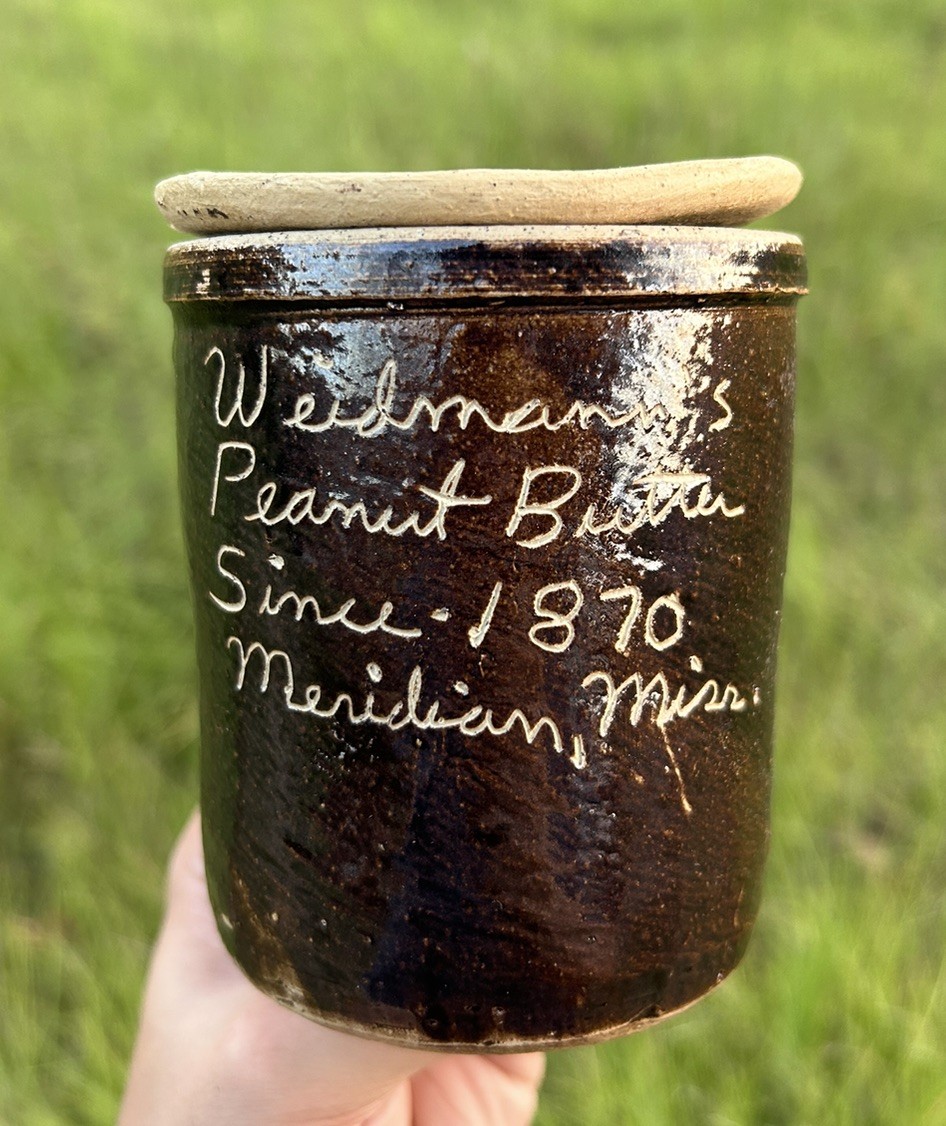 Vintage WEIDMANN'S PEANUT BUTTER- MERIDIAN, MISSISSIPPI southern stoneware crock