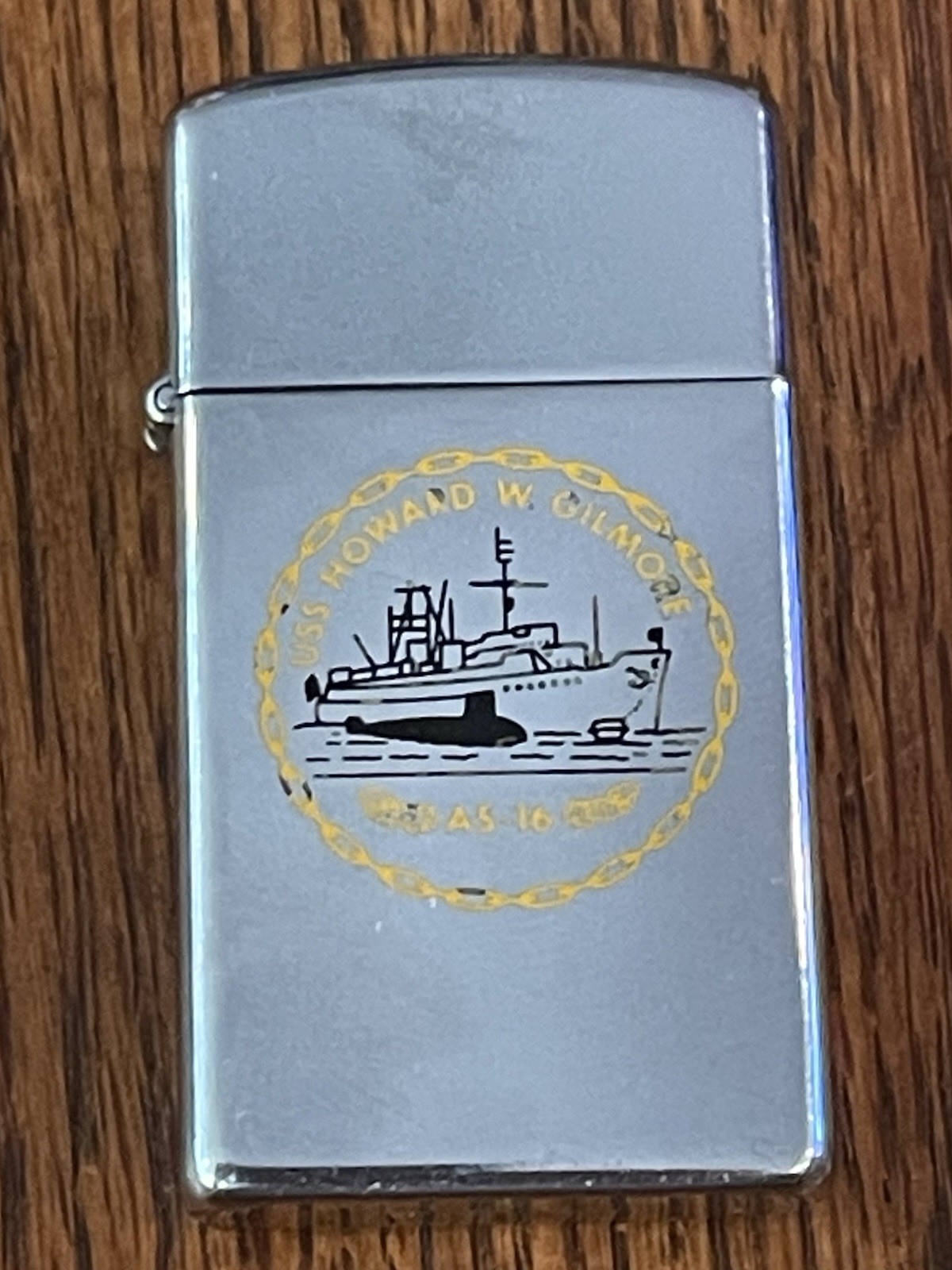 Vintage 1980 USS HOWARD W GILMORE (AS-16) Slim Size Zippo Lighter