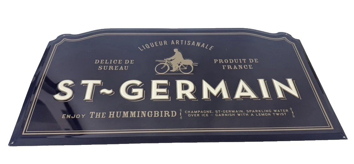 Vtg French metallic sign, St Germain, advertising, drinks, bar items, cocktails Vtg French metallic sign, St Germain, advertising, drinks, bar items, cocktails