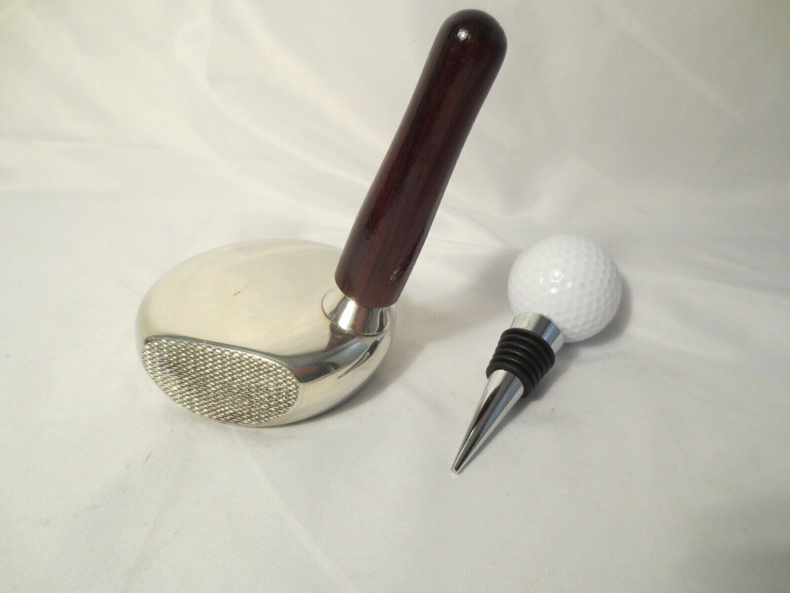 4-6 oz. English Pewter Golf Club Iron Flask Sheffield w/ Golf Ball Stopper 