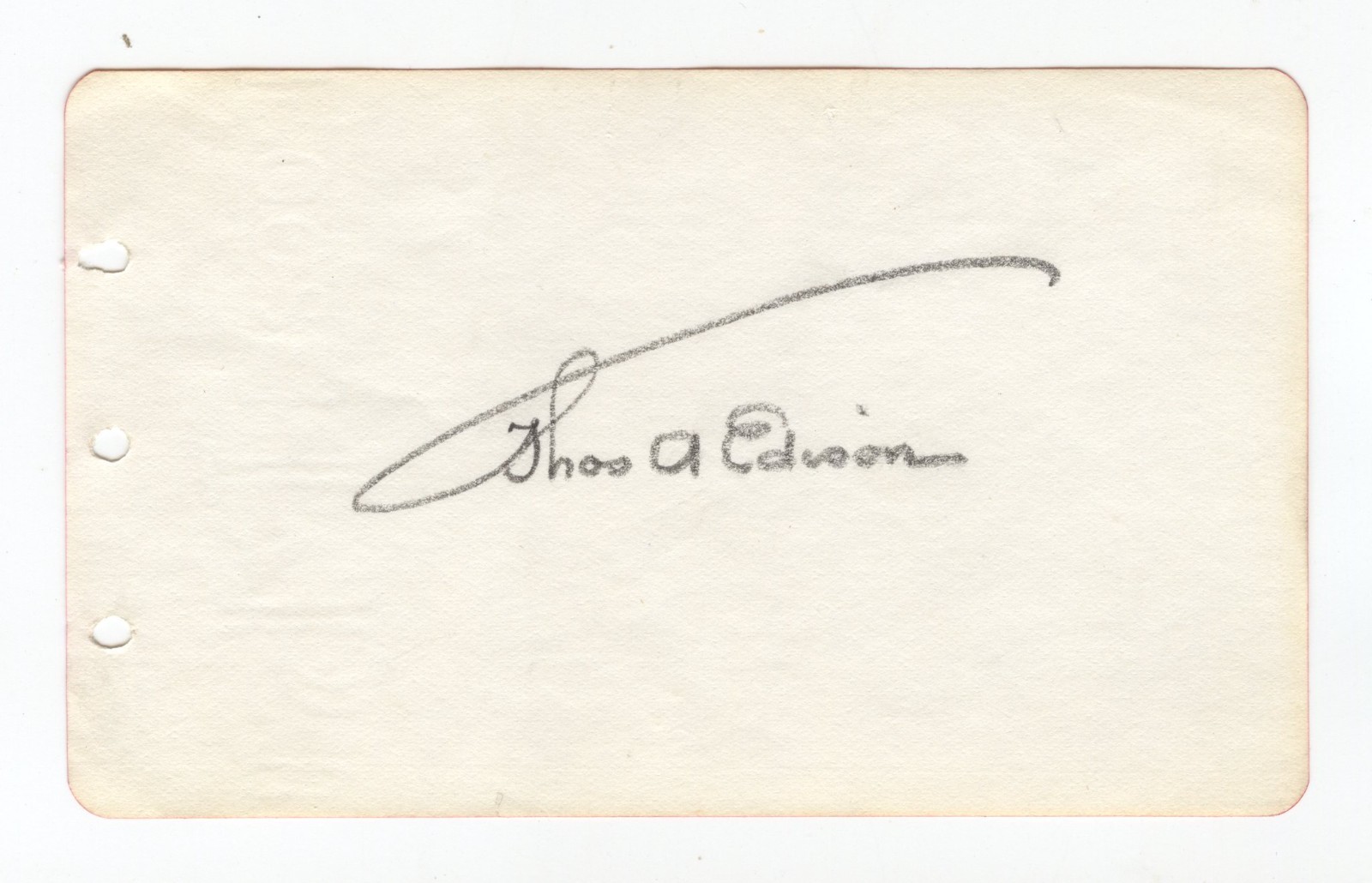 Authentic Thomas Edison Autograph Signed 3x5 Page Un Cut JSA Certified Signature