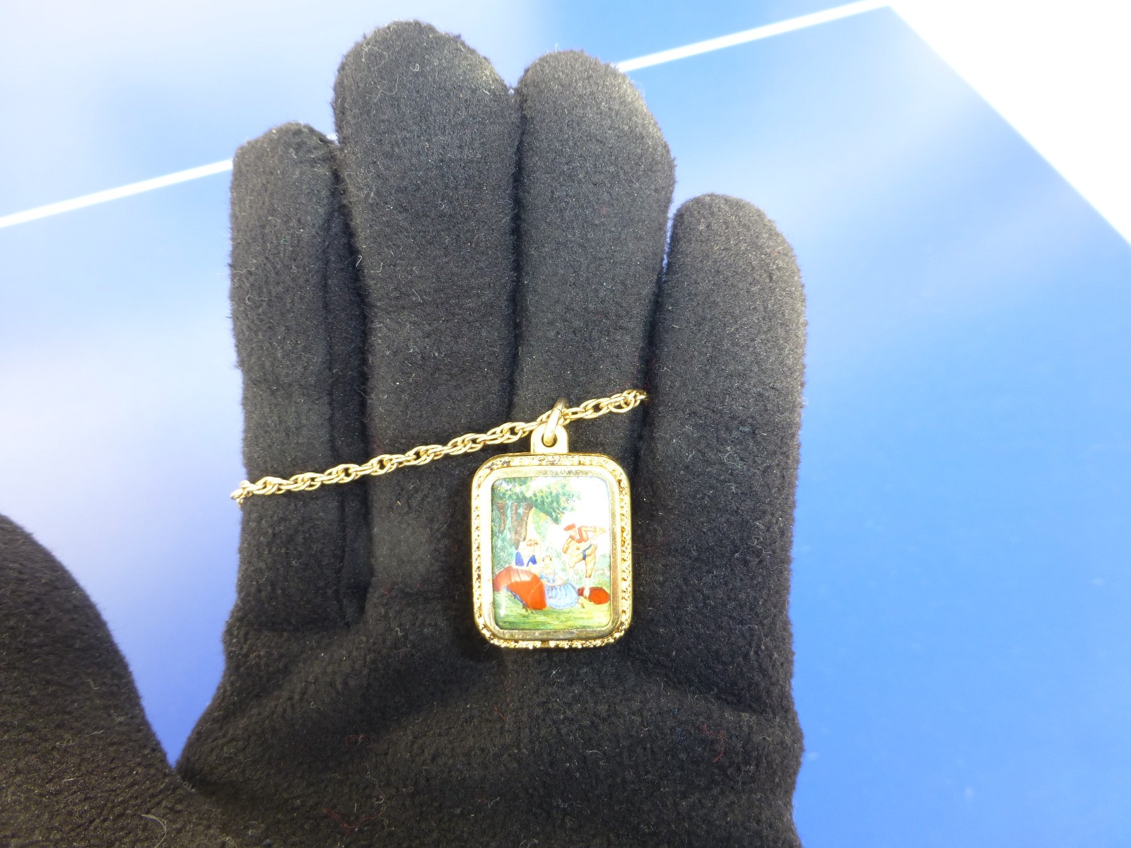 Vintage Swiss Reuge Miniature music box pendant Gold Filled Sterling Silver Case