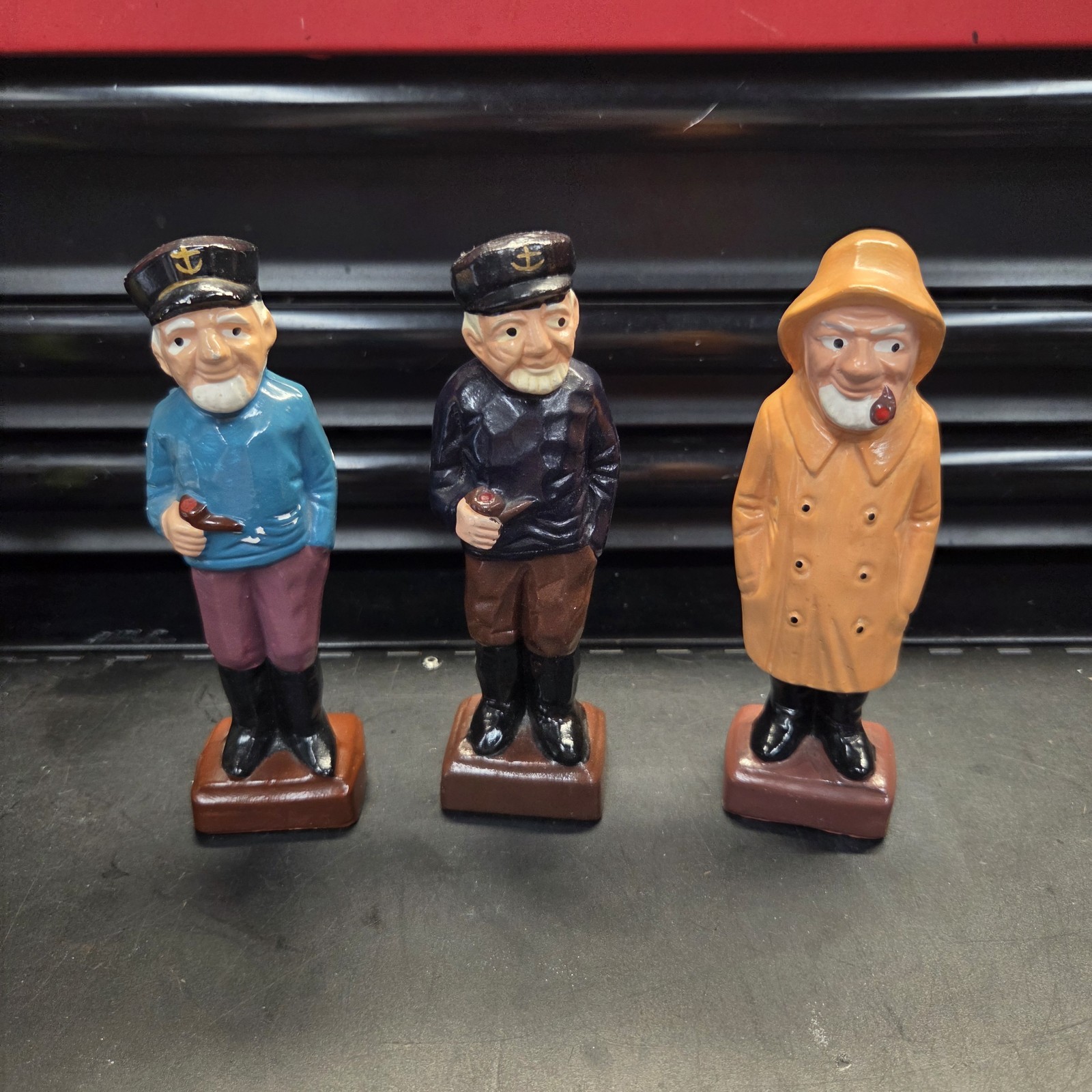 3 DENCO Nautical Yarmouth Maine Captain Ceramic Figurines - Japan -J35