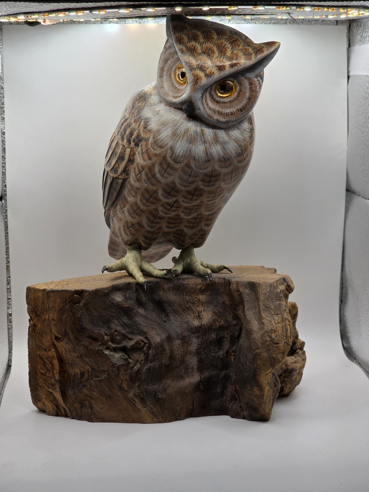 Great Horned Owl Hand Carved Wood 10 Inch Statue Vintage Great Horned Owl Hand Carved Wood 10 Inch Statue Vintage