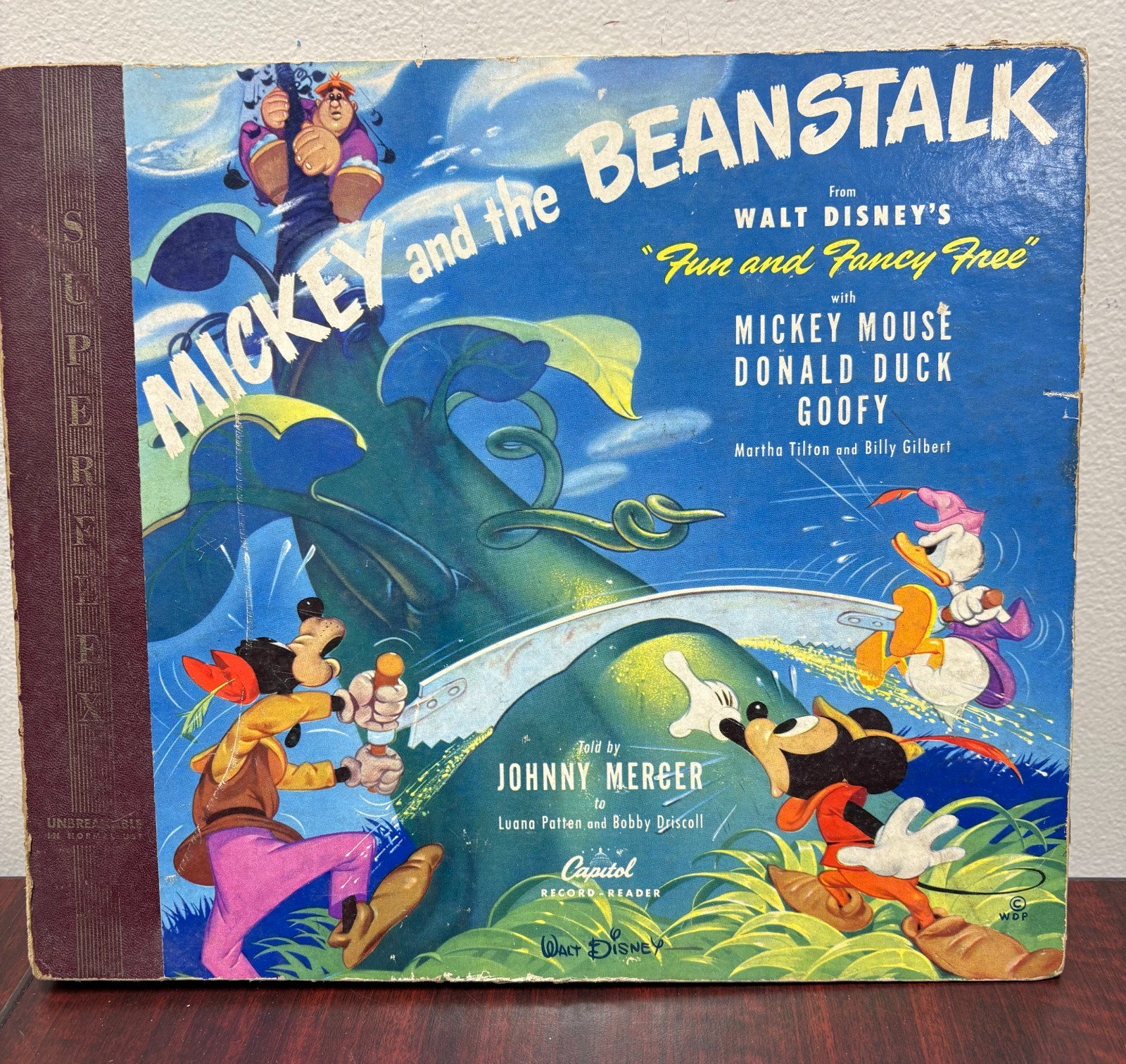 Vintage 1947 Disney Mickey and Beanstalk Capitol Record Reader 78 RPM Box Set