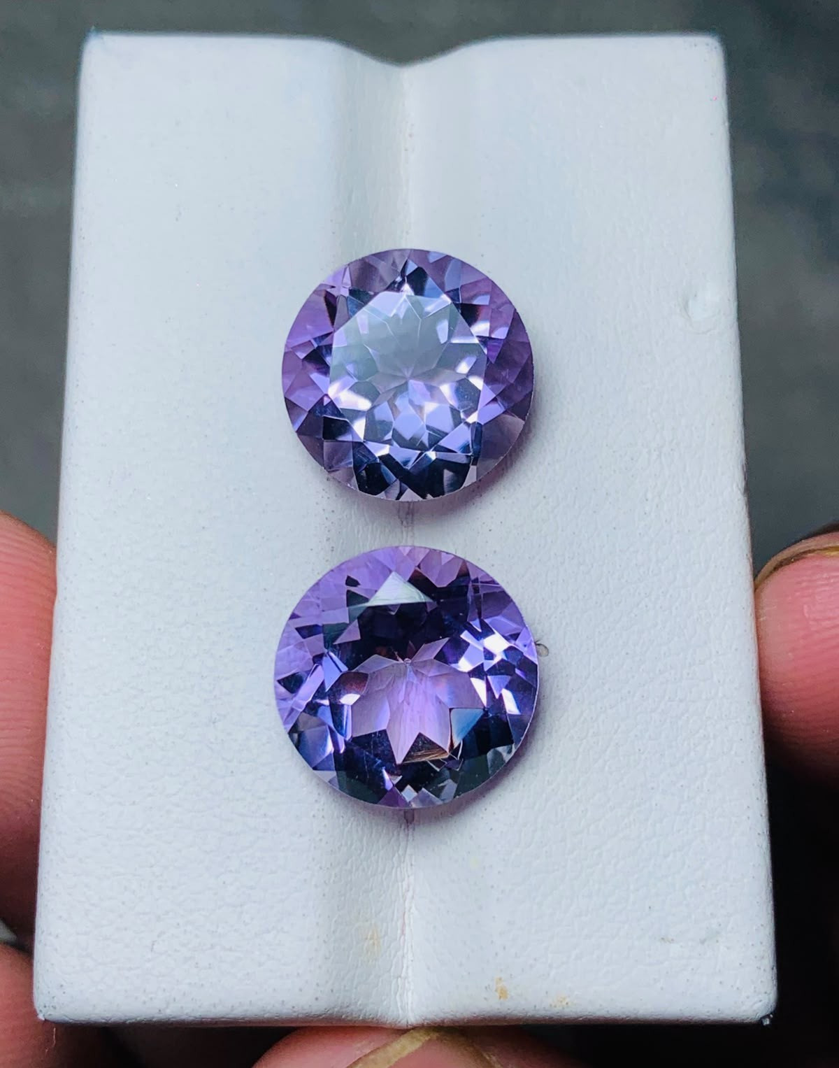 Round Cut 12 MM Natural Amethyst Stone Pair Set Perfect For Earrings 12 Crt .