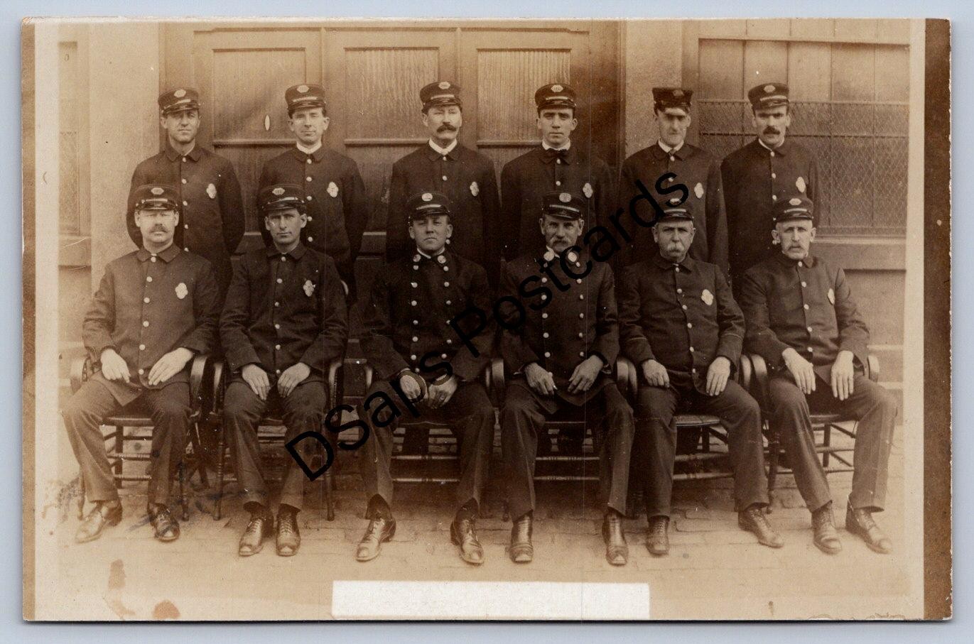K64/ Interesting RPPC Postcard c1910 Firemen Uniforms Occupational 482