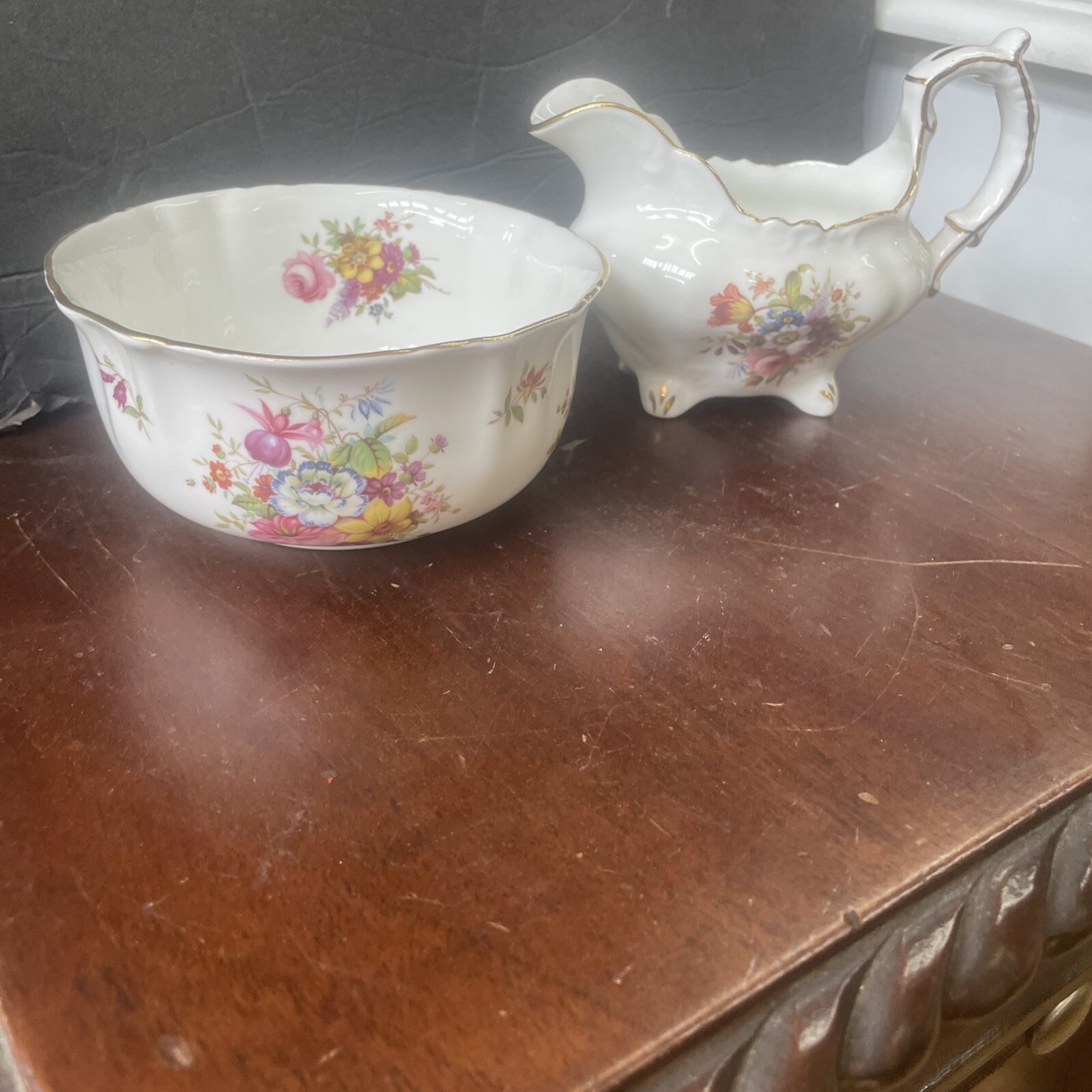 vintage floral english hammersley bone china sugar Bowl creamer vintage floral english hammersley bone china sugar Bowl creamer