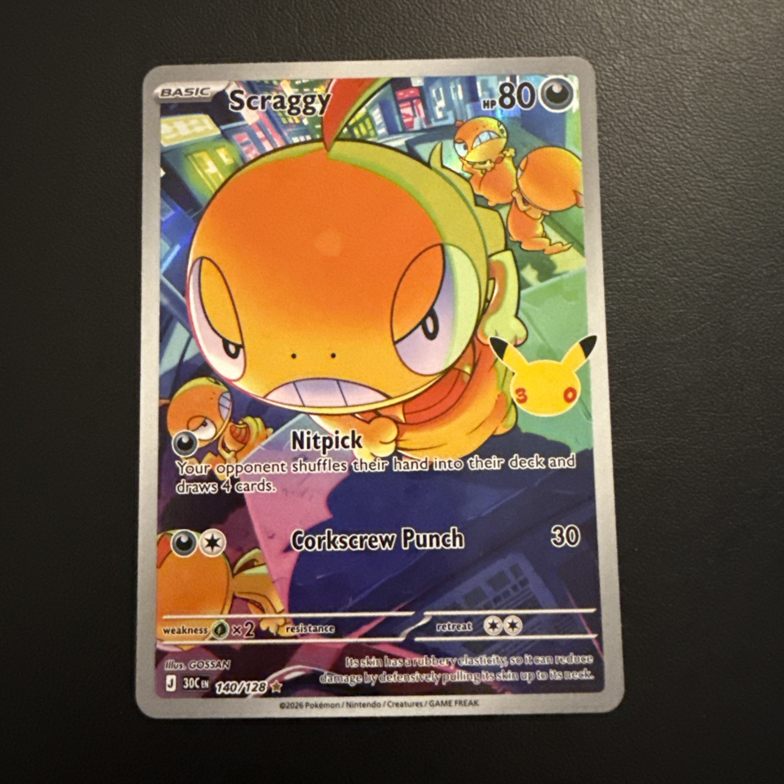Scraggy 140/128 Me: 30th Celebration Holo NM