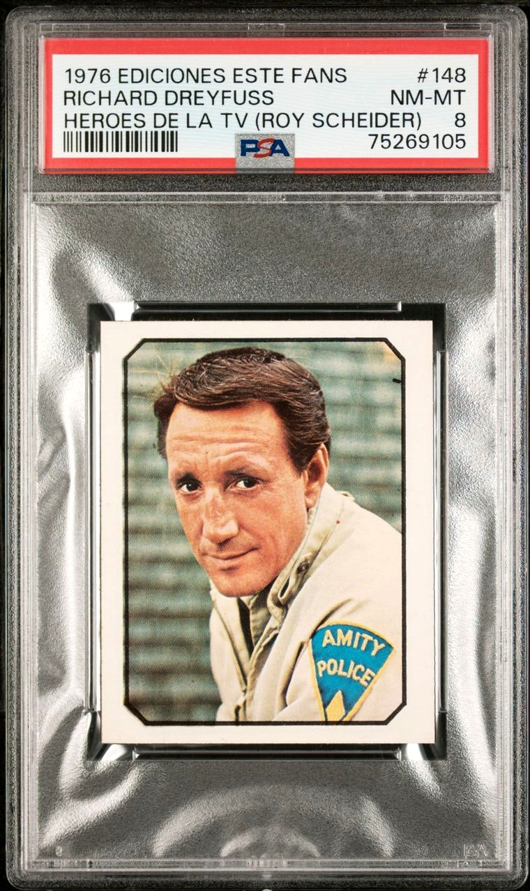 PSA 8 Roy Scheider Jaws Rookie Card 1976 Ediciones Este Fans Heroes De La TV 148