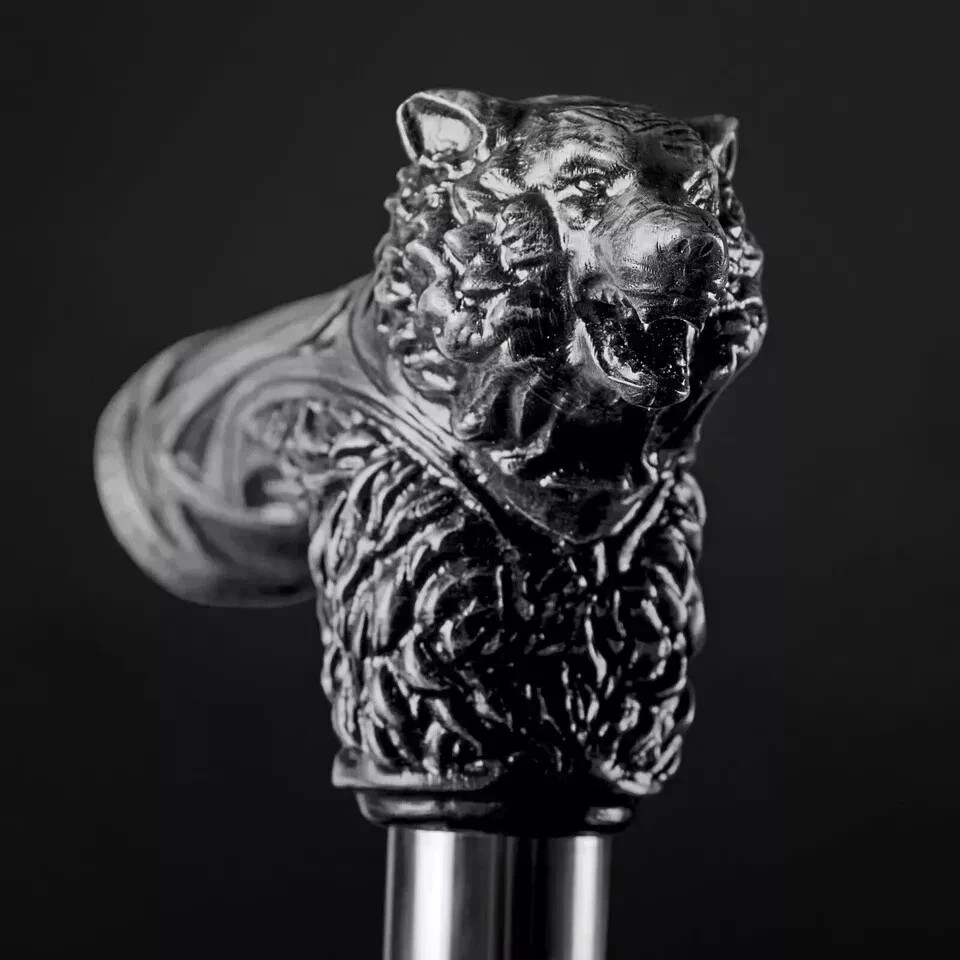 Unique Design Hand carved Wolf Head Handle Handmade Wooden Walking Senior Cane