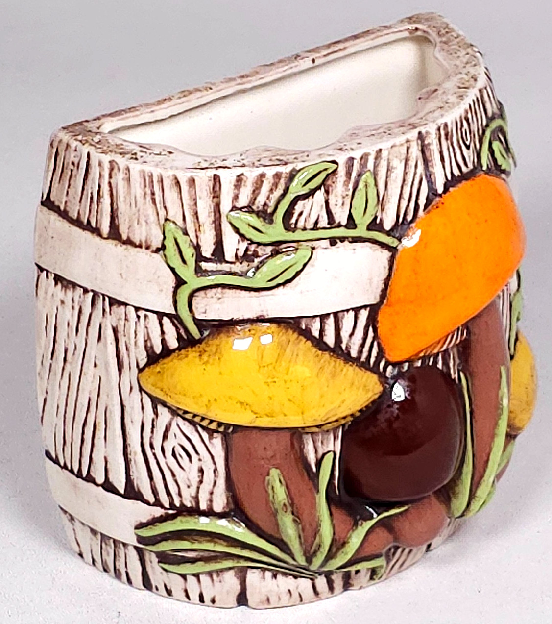 Vtg Arnel\'s 1978 Ceramic Mushroom Flat Pocket Planter Kitchen Utensil Holder MCM Vtg Arnel\'s 1978 Ceramic Mushroom Flat Pocket Planter Kitchen Utensil Holder MCM