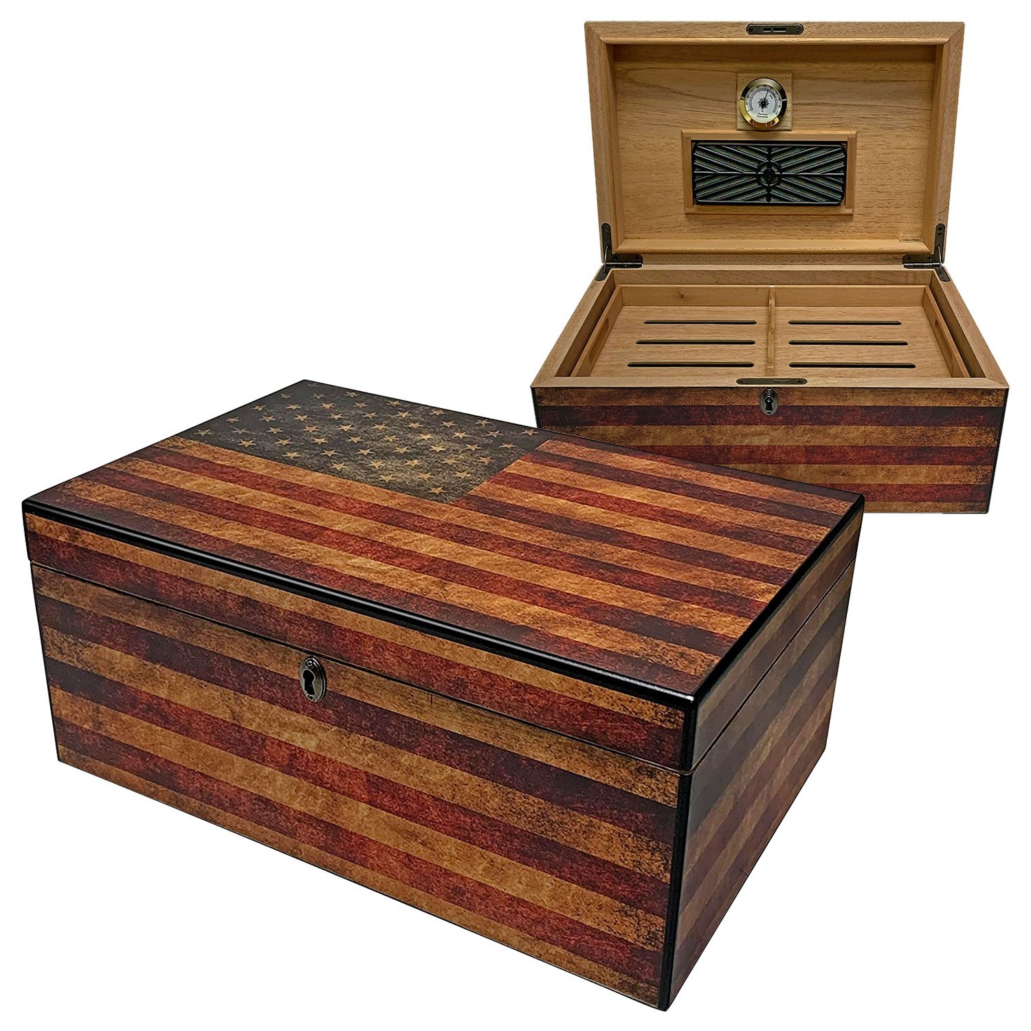 Old Glory Weathered American Flag 100-ct Humidor Old Glory Weathered American Flag 100-ct Humidor