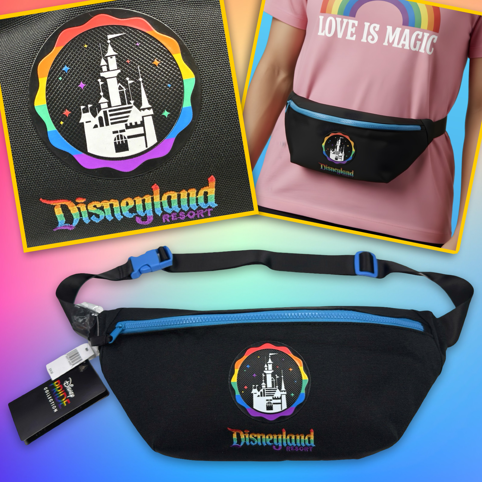 Disneyland Resort Pride Rainbow Castle Fanny Pack Waist Bag Disney Parks LGBTQ Disneyland Resort Pride Rainbow Castle Fanny Pack Waist Bag Disney Parks LGBTQ