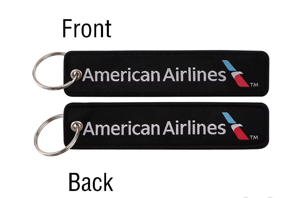 STUNNING AMERICAN AIRLINES EMBROIDERED TAG KEYCHAIN/KEY RING...NOT EASILY FOUND